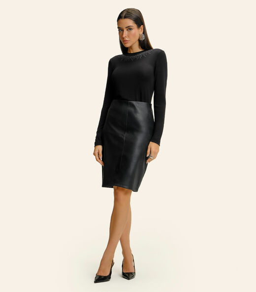 Blusa Feminina Manga Longa em Visco Tricot Endless Preto