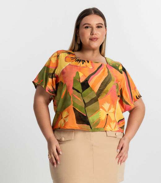 Image_Blusa Feminina Plus Size Estampada Secret Glam Laranja