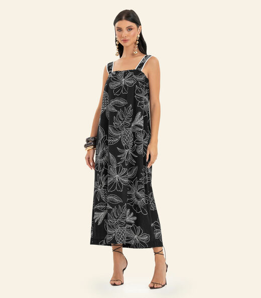 Image_Vestido Feminino Midi Decote Quadrado Endless Preto