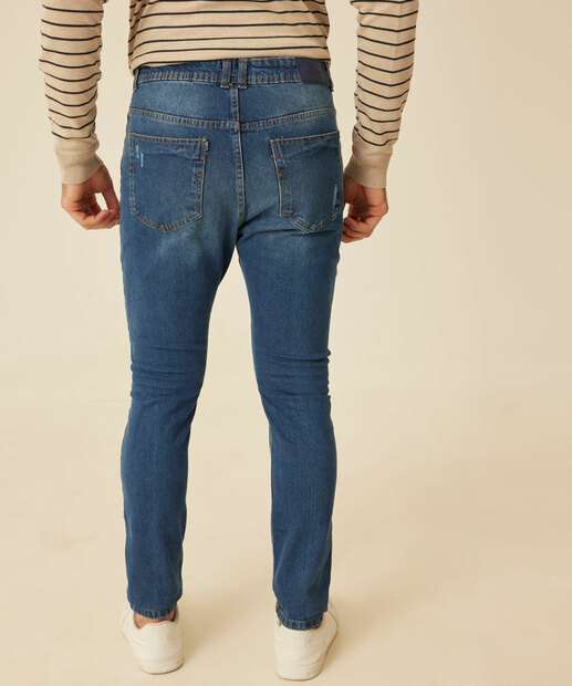 Calça Masculina Jeans Slim Puídos
