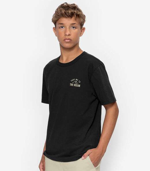 Camiseta Juvenil Estampada Masculina Minty Preto