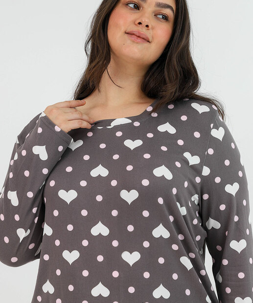 Pijama Feminino Plus Size Marisa Cinza
