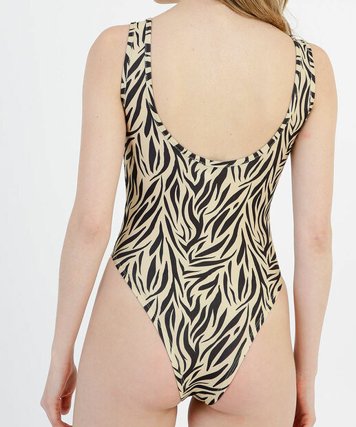 Body Feminino Fitness Animal Print Alças Largas