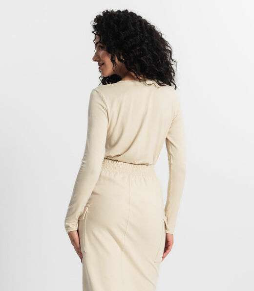 Blusa Manga Longa Feminina Rovitex Bege