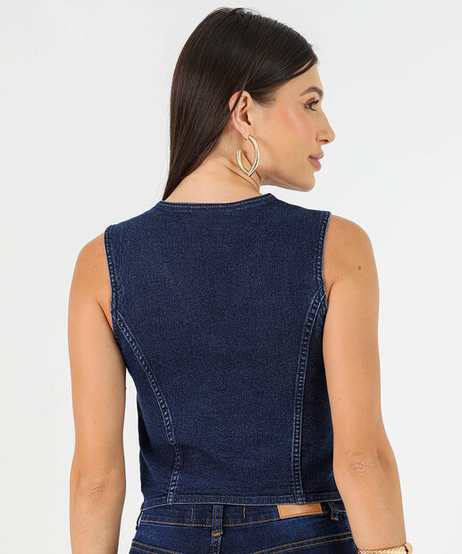 Colete Jeans Feminino com Botões Marisa