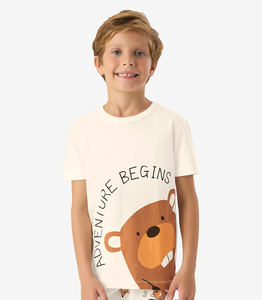 Pijama Meia Malha Rovi Kids Bege