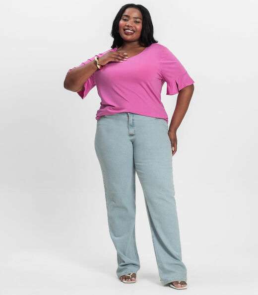 Blusa Plus Size Infinita Cor Rovitex Rosa
