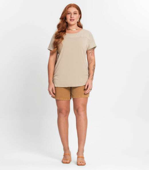 Blusa Feminina Plus Size Secret Glam Bege