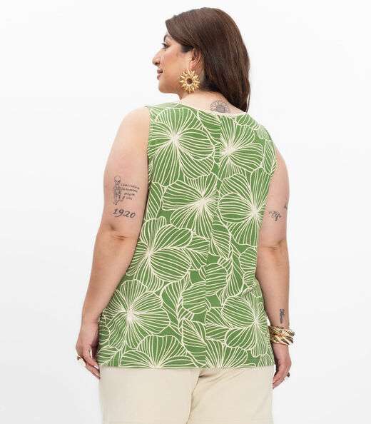 Regata em Viscose Feminina Plus Size Secret Glam Verde