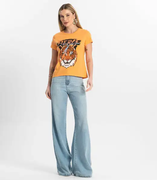 Blusa T-Shirt Feminina Estampada Select Laranja