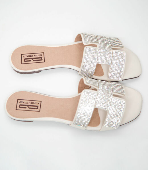 Sandália Feminina Com Strass Select Bege