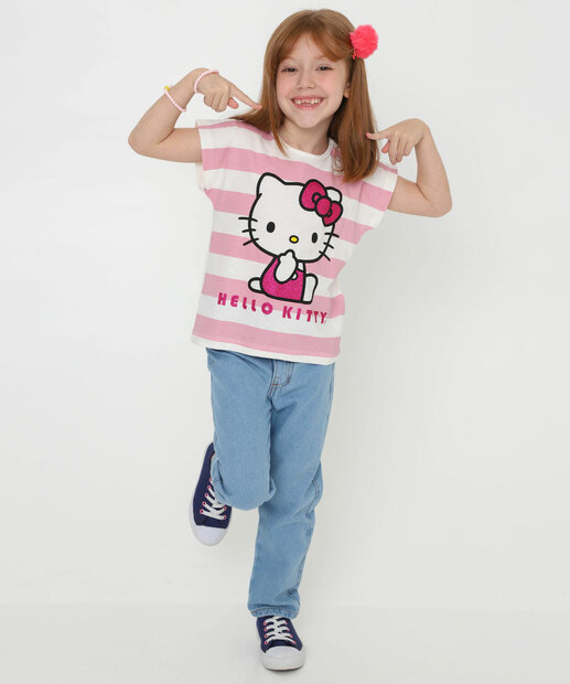 Blusa Infantil Estampa Hello Kitty Tam 4 a 10 Off White