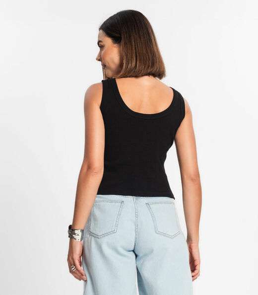 Regata Feminina Em Ribana Rovitex Preto