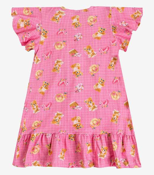 Vestido Infantil Com Manga Godê Select Rosa