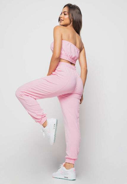 Cropped  Tomara Que Caia Malha Comfort Rosa