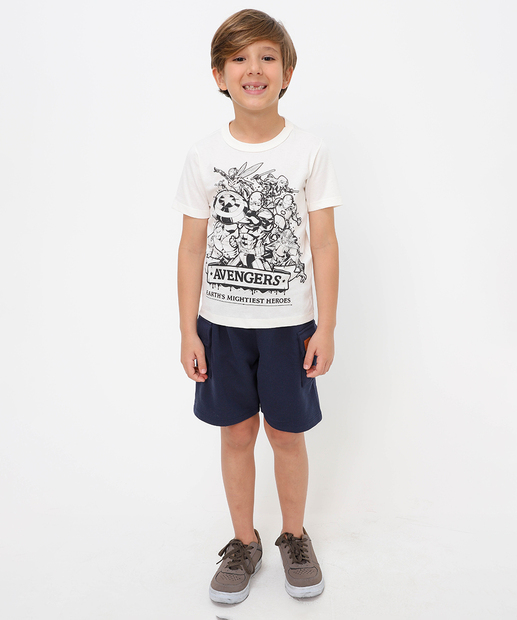 Camiseta Infantil Vingadores Tam 4 a 10 Off White