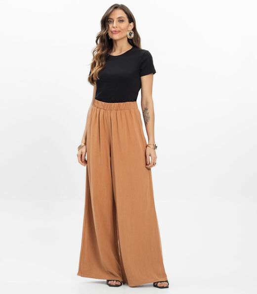 Image_Calça Feminina Pantalona Lisa Select Chocolate