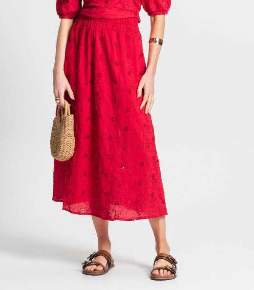 Saia Midi Feminina Em Laise Endless Vermelho