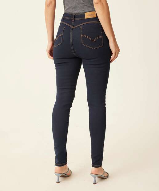 Calça Jeans Cigarrete Feminina Bolsos