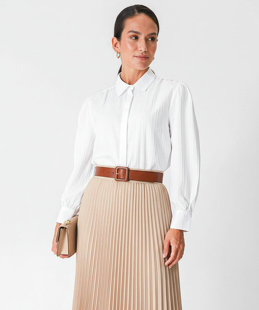 Image_Camisa Feminina Textura Manga Longa Marisa Bege