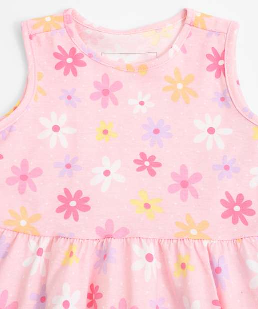 Vestido Infantil Estampa Flores Marisa Tam 1 a 3 Rosa