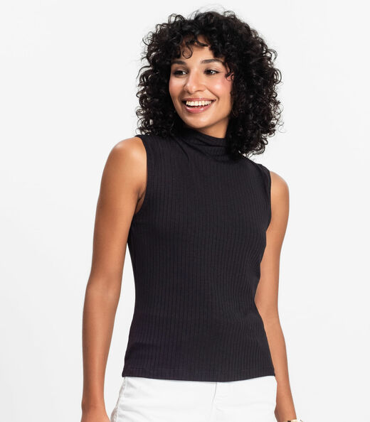 Blusa em Ribana Canelada Rovitex Preto