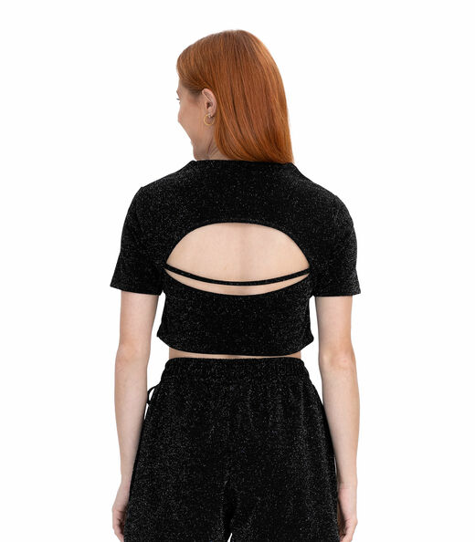 Blusa Juvenil Feminina Em Lurex Minty Preto