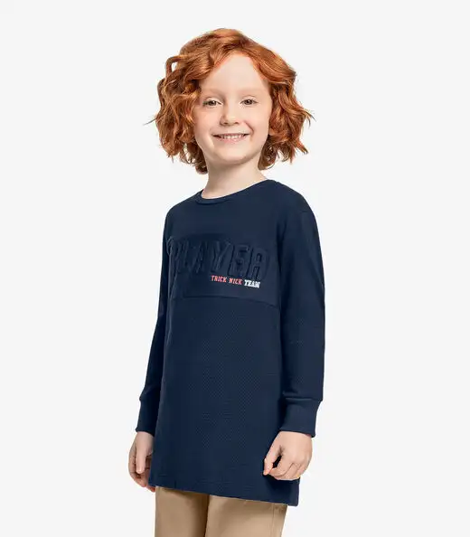 Camiseta Infantil Manga Longa Trick Nick Azul
