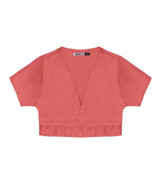 Blusa Cropped Juvenil Em Viscopoly Minty Laranja