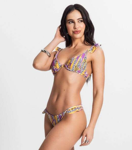 Conjunto Biquíni Estampado Com Aro Bela Gaia Roxo