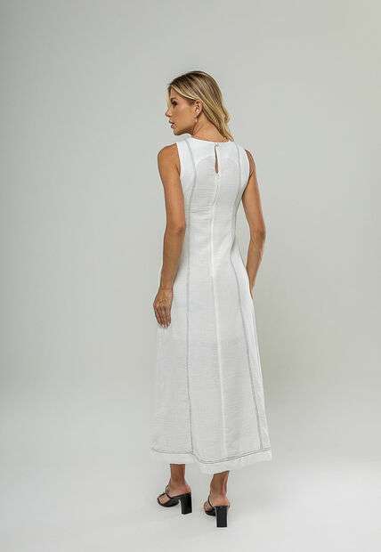 Image_Vestido Midi Com Fenda Frontal E Costura Contrastante Branco Salvatore
