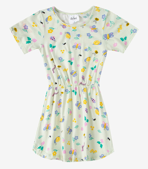 Vestido Curto Infantil Estampado Select Verde