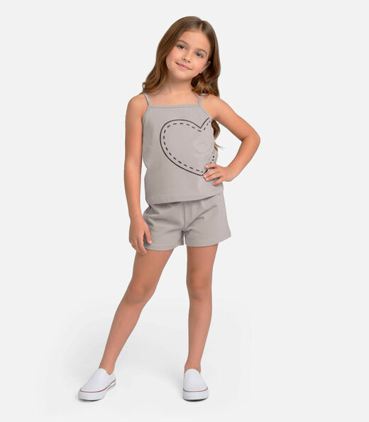 Conjunto Infantil Blusa e Shorts Menina Select Cinza