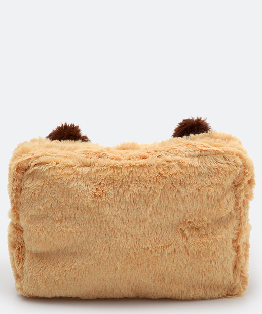 Necessaire Feminina Pelúcia Capivara Marisa Bege