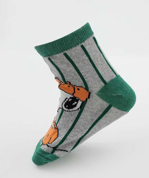 Kit 2 Meias Infantil Estampa Snoopy Cinza