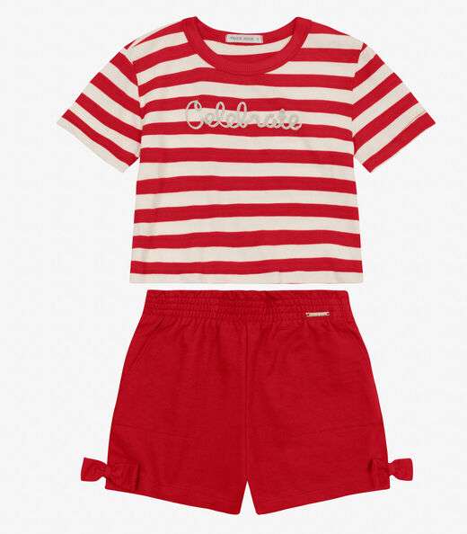 Conjunto Blusa com Shorts em Ribana 2x1 Trick Nick Vermelho