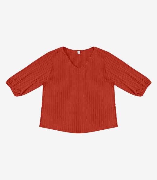 Blusa Canelada Plus Infinita Cor Laranja