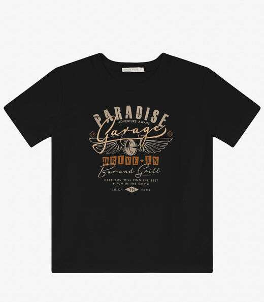 Camiseta Masculina em Meia Malha Trick Nick Preto