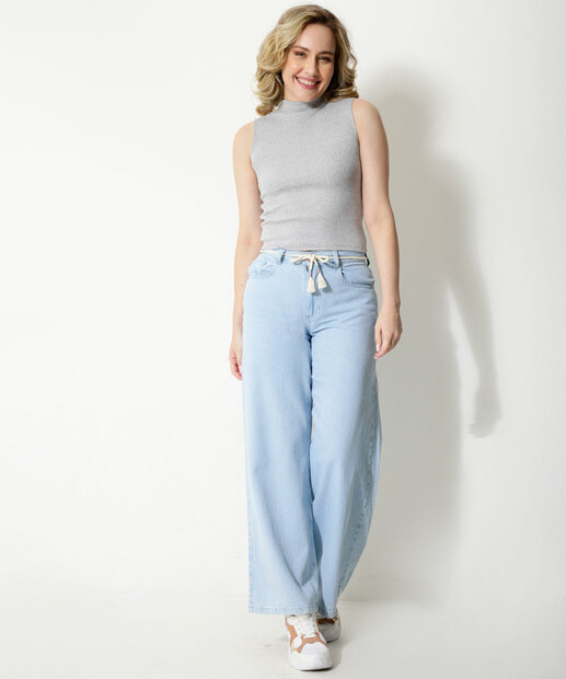 Blusa Regata Feminina Canelada Gola Alta Marisa