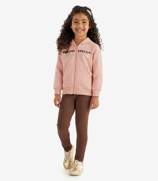 Conjunto Jaqueta Capuz e Legging Rovi Kids Rosa