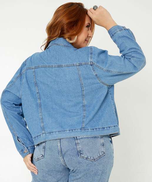 Jaqueta Plus Size Feminina Jeans Destroyed Marisa