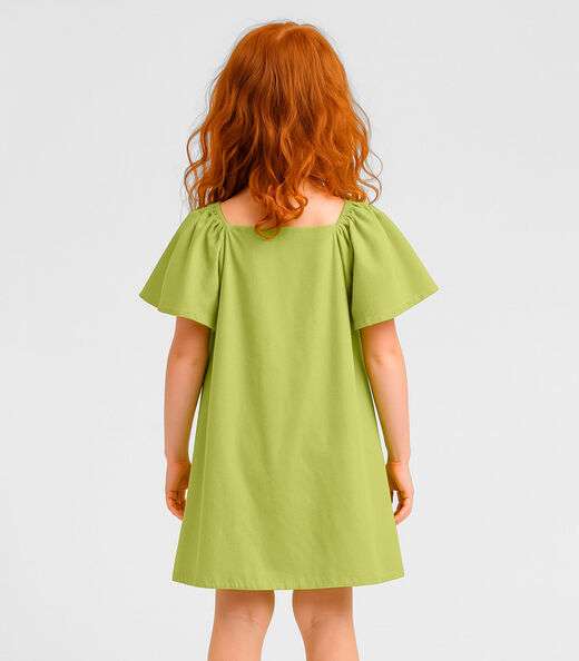 Vestido Infantil em Viscose Infinita Cor Amarelo