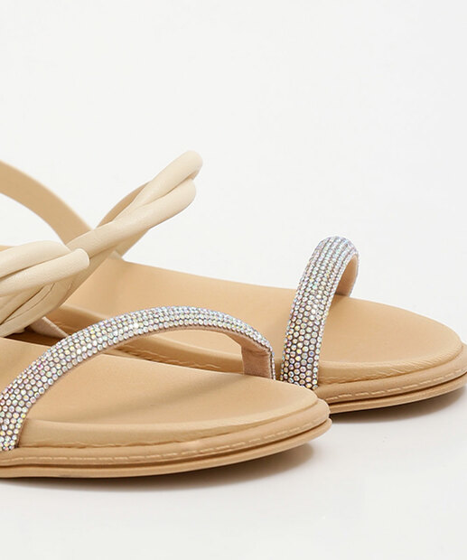 Sandália Feminina Rasteira Strass Beira Rio 