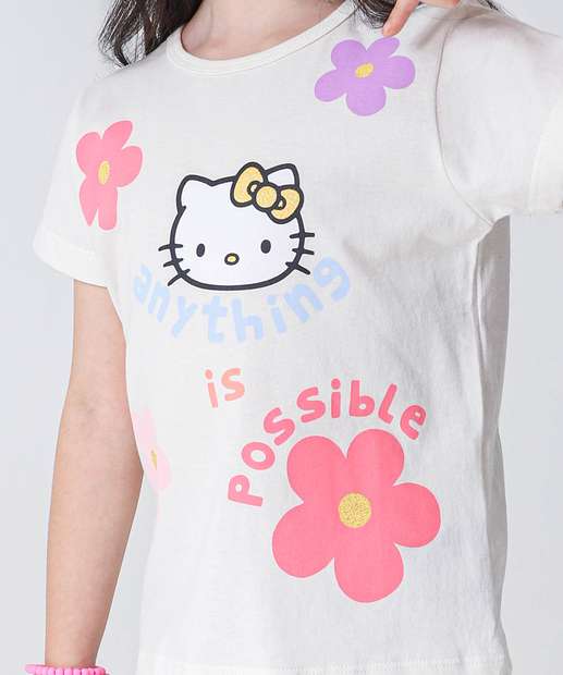 Blusa Infantil Hello Kitty Tam 4 a 10 Off White