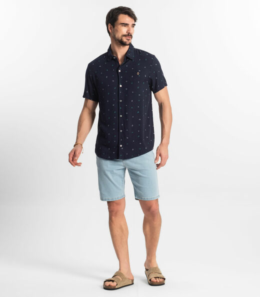 Camisa Masculina Viscose Diamentro Azul