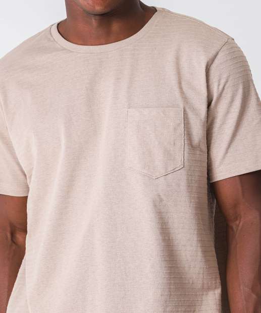 Camiseta Masculina Bolso Textura Manga Curta MR