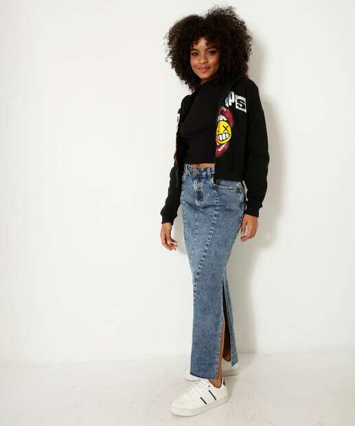 Jaqueta Feminina Moletom Estampada Marisa