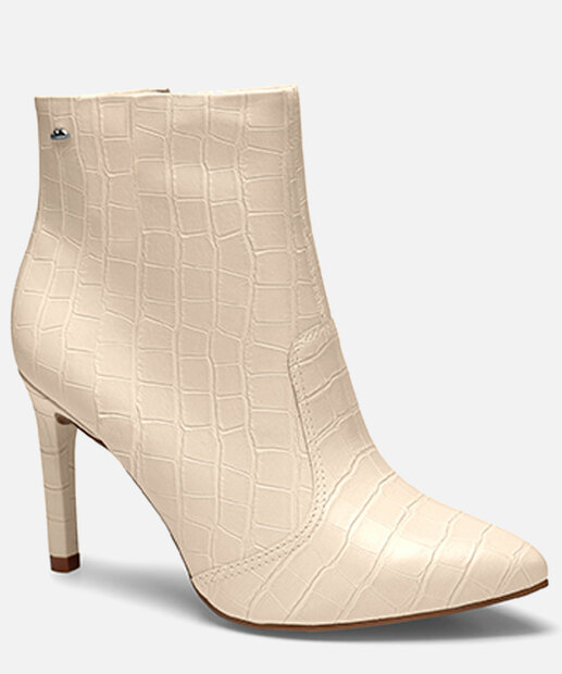 Bota Feminina Cano Curto Salto Fino Textura Croco Dakota