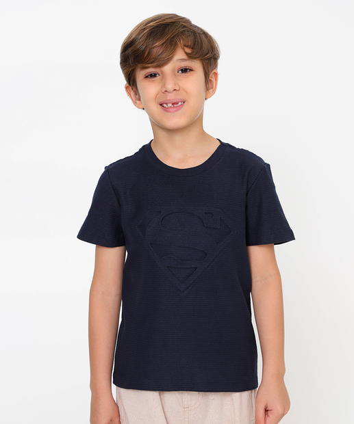 Image_Camiseta Infantil Super Homem Alto Relevo Warner Bros Tam 4 a 10 Azul