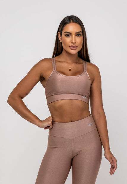 Calça Legging Suplex Canelada Brilho Básica Marrom Salvatore Fashion